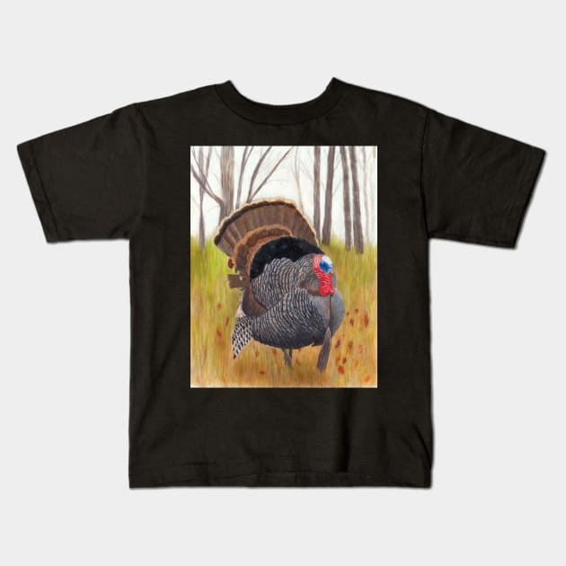 Wild Turkey Strut Kids T-Shirt by ConniSchaf